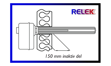 elpatronelement med 150 mm inaktiv del.