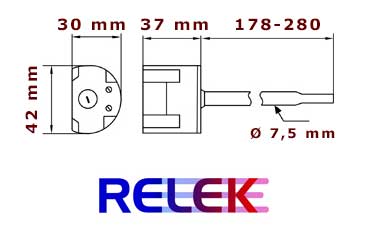 enpolig termostat från Sunvic bild som visar mått och dimensioner